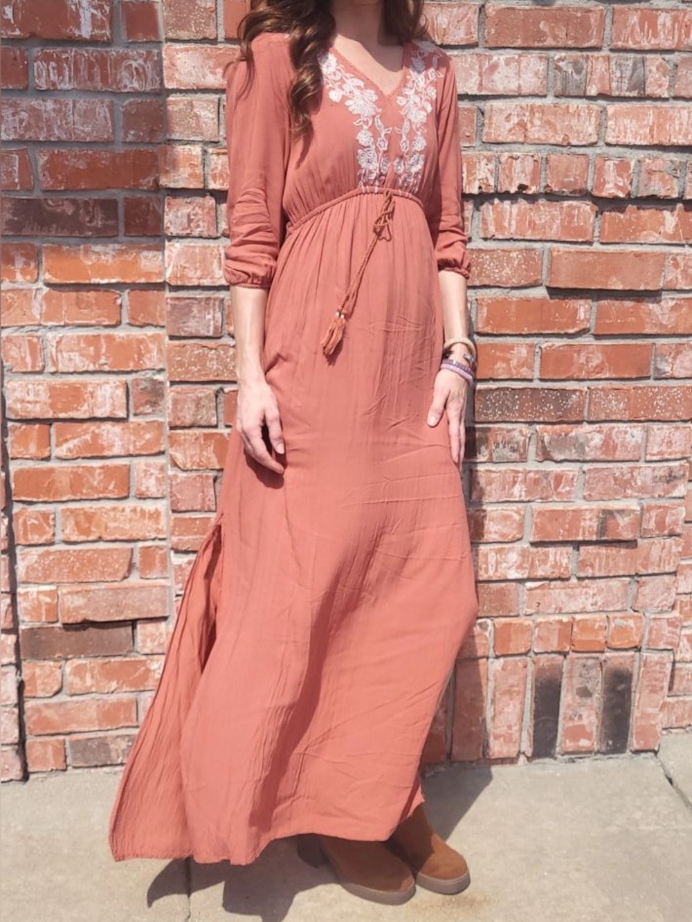 Francescas Blue Rain burnt orange boho maxi dress, small - Picture 9 of 11